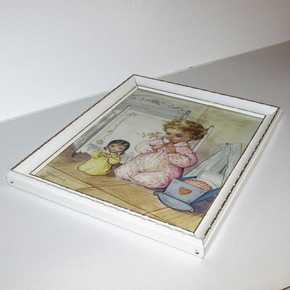 Vintage Framed Print LITTLE GIRL PRAYING Giuliana Art Bonella Milano Italy Retro - Picture 6 of 11